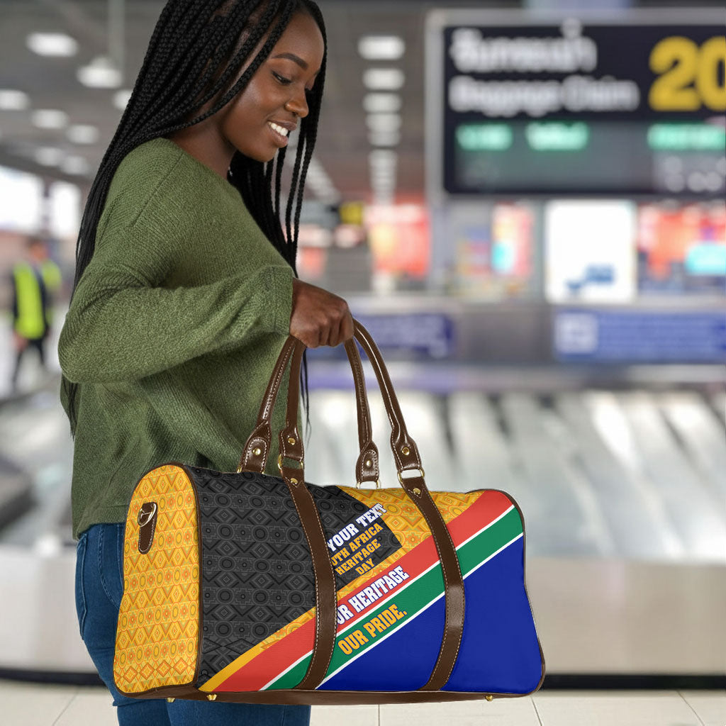 Personalized South Africa Heritage Day Travel Bag One Nation Many Stories Geometric Flag Pattern