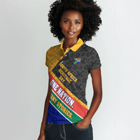Personalized South Africa Heritage Day Women Polo Shirt One Nation Many Stories Geometric Flag Pattern
