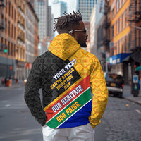 Personalized South Africa Heritage Day Zip Hoodie One Nation Many Stories Geometric Flag Pattern
