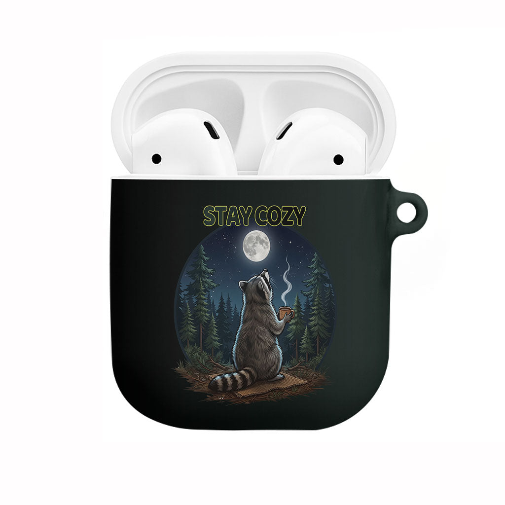 Raccoon Stay Wild Stay Cozy Camping AirPods Case Starry Night Forest Wildlife