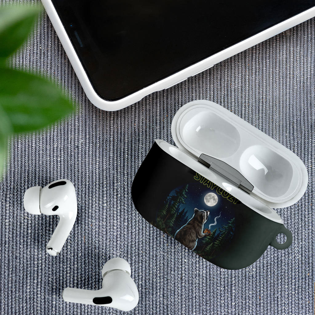 Raccoon Stay Wild Stay Cozy Camping AirPods Case Starry Night Forest Wildlife