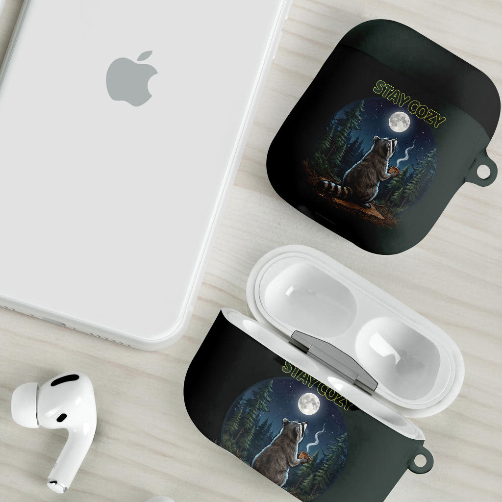 Raccoon Stay Wild Stay Cozy Camping AirPods Case Starry Night Forest Wildlife