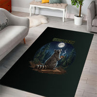 Raccoon Stay Wild Stay Cozy Camping Area Rug Starry Night Forest Wildlife