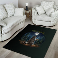 Raccoon Stay Wild Stay Cozy Camping Area Rug Starry Night Forest Wildlife