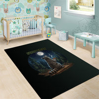 Raccoon Stay Wild Stay Cozy Camping Area Rug Starry Night Forest Wildlife