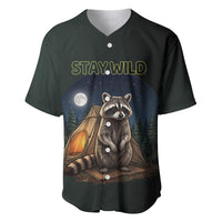 Raccoon Stay Wild Stay Cozy Camping Baseball Jersey Starry Night Forest Wildlife