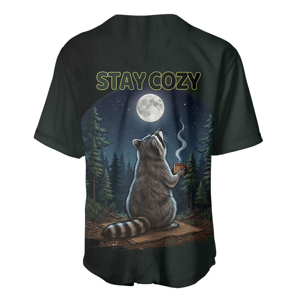 Raccoon Stay Wild Stay Cozy Camping Baseball Jersey Starry Night Forest Wildlife
