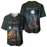 Raccoon Stay Wild Stay Cozy Camping Baseball Jersey Starry Night Forest Wildlife