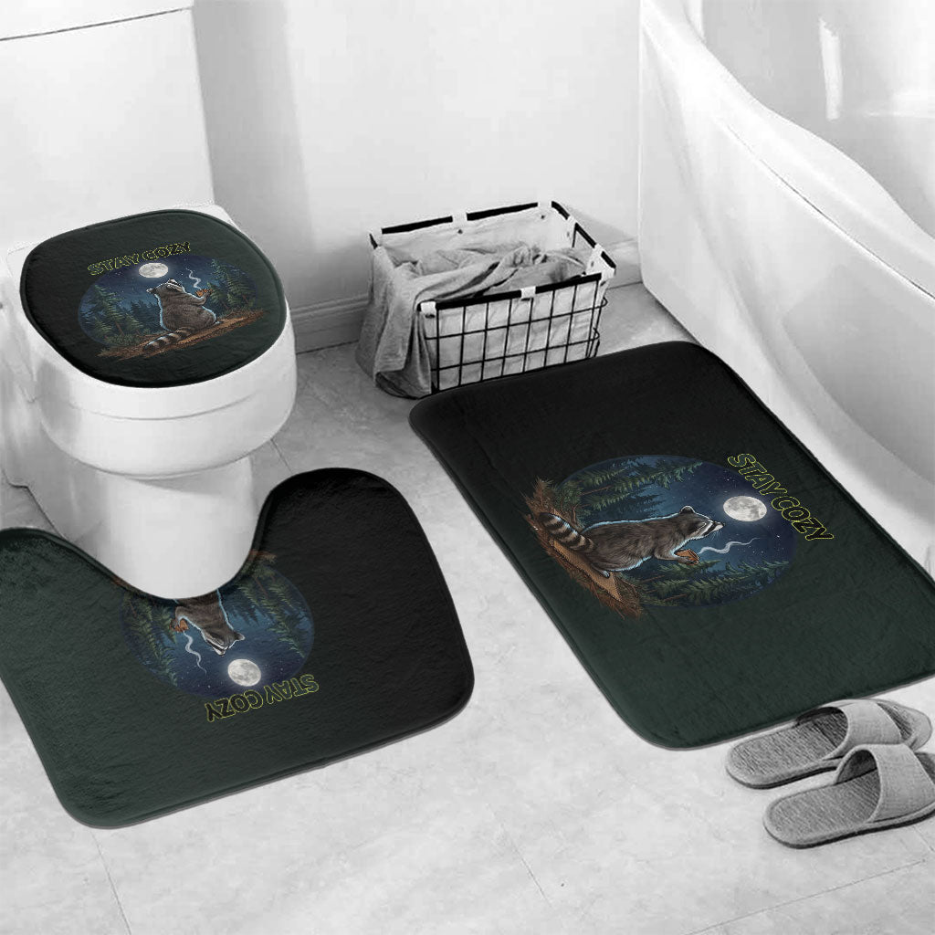 Raccoon Stay Wild Stay Cozy Camping Bathroom Set Starry Night Forest Wildlife