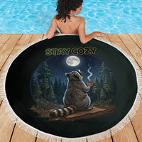 Raccoon Stay Wild Stay Cozy Camping Beach Blanket Starry Night Forest Wildlife