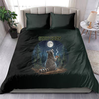 Raccoon Stay Wild Stay Cozy Camping Bedding Set Starry Night Forest Wildlife