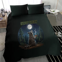 Raccoon Stay Wild Stay Cozy Camping Bedding Set Starry Night Forest Wildlife