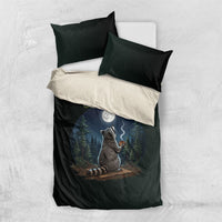 Raccoon Stay Wild Stay Cozy Camping Bedding Set Starry Night Forest Wildlife