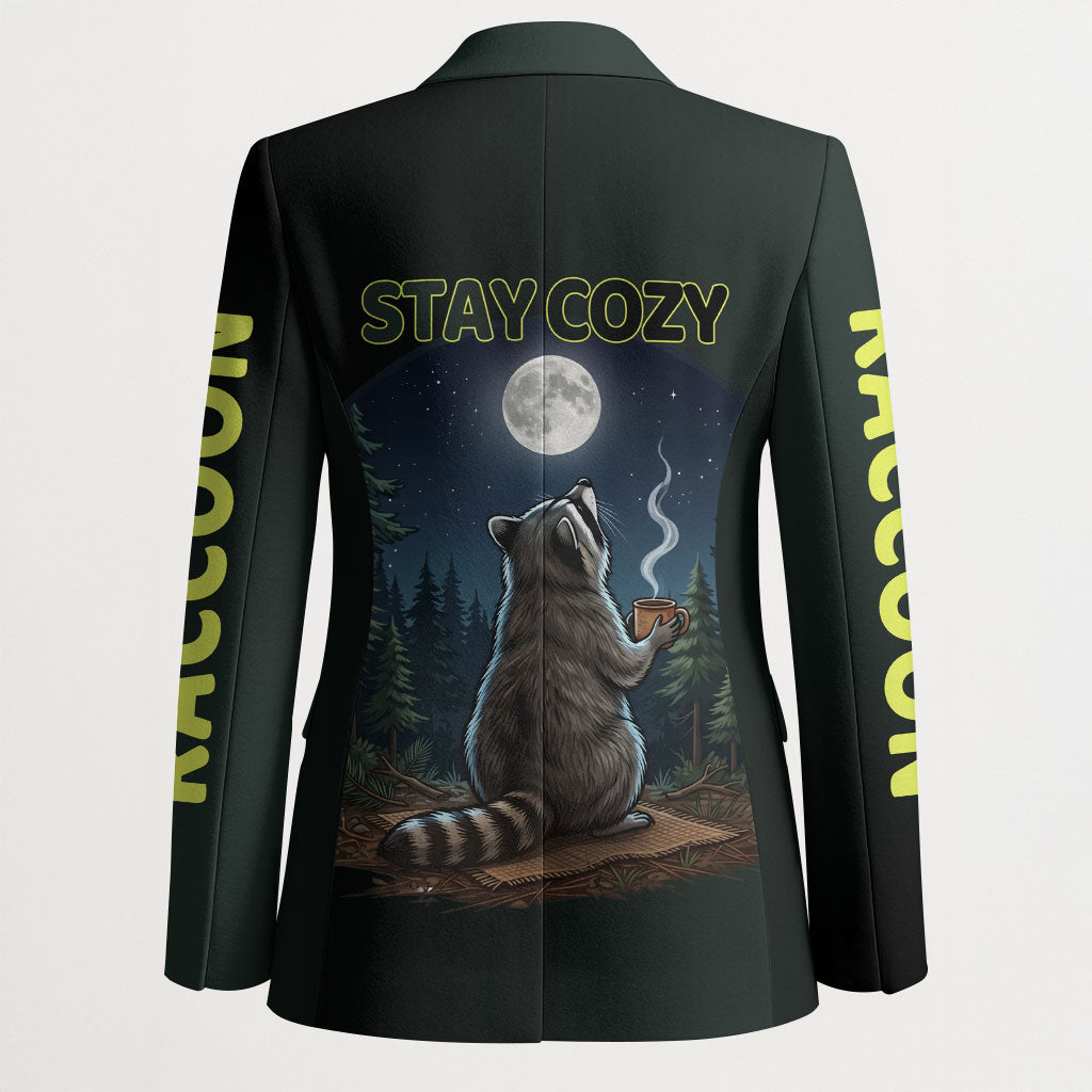 Raccoon Stay Wild Stay Cozy Camping Blazer Starry Night Forest Wildlife
