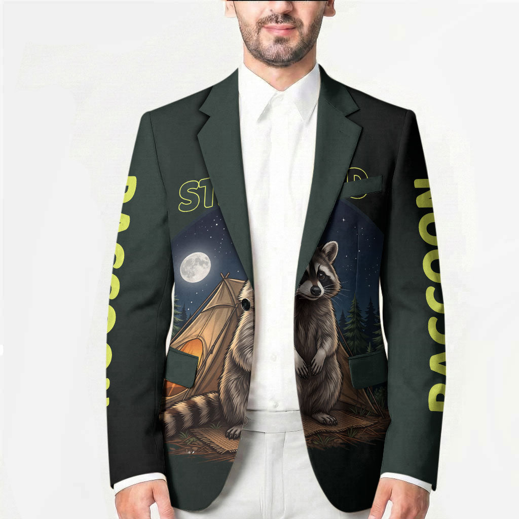 Raccoon Stay Wild Stay Cozy Camping Blazer Starry Night Forest Wildlife