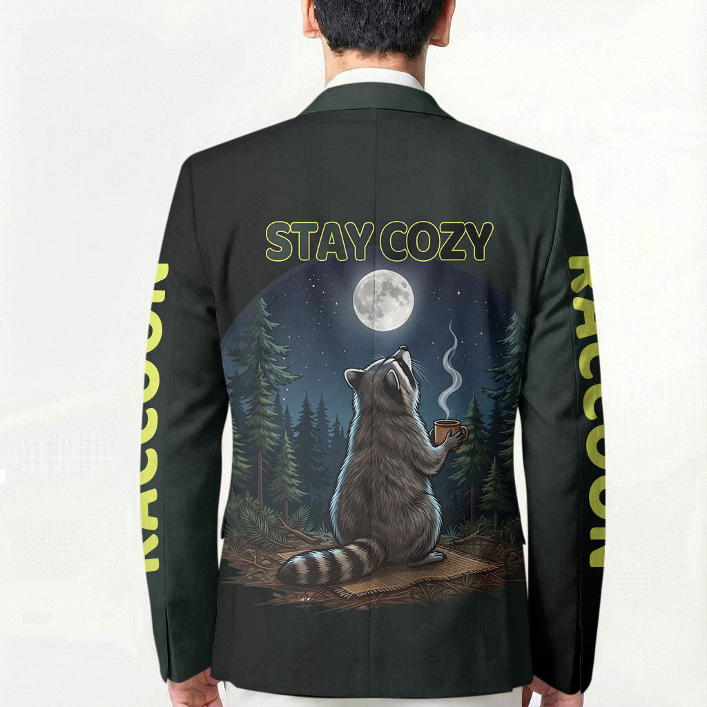 Raccoon Stay Wild Stay Cozy Camping Blazer Starry Night Forest Wildlife