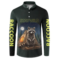 Raccoon Stay Wild Stay Cozy Camping Button Sweatshirt Starry Night Forest Wildlife