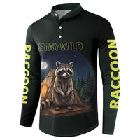 Raccoon Stay Wild Stay Cozy Camping Button Sweatshirt Starry Night Forest Wildlife