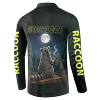 Raccoon Stay Wild Stay Cozy Camping Button Sweatshirt Starry Night Forest Wildlife