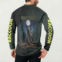 Raccoon Stay Wild Stay Cozy Camping Button Sweatshirt Starry Night Forest Wildlife