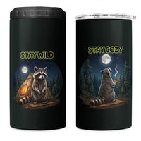 Raccoon Stay Wild Stay Cozy Camping 4 in 1 Can Cooler Tumbler Starry Night Forest Wildlife