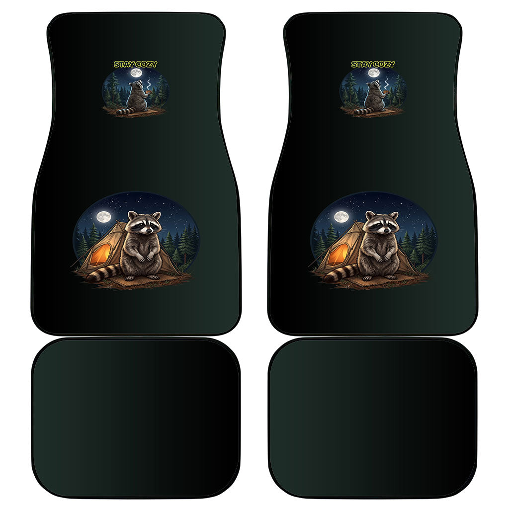 Raccoon Stay Wild Stay Cozy Camping Car Mats Starry Night Forest Wildlife