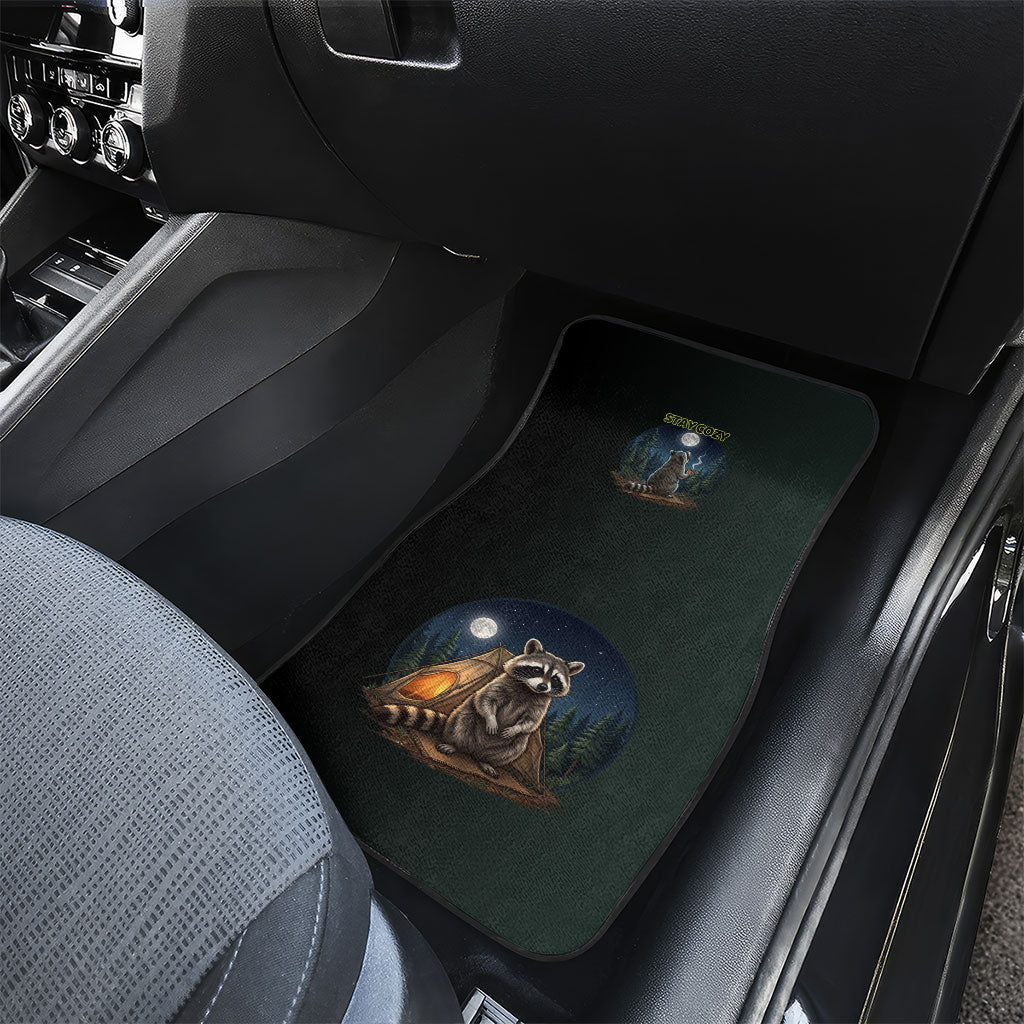 Raccoon Stay Wild Stay Cozy Camping Car Mats Starry Night Forest Wildlife