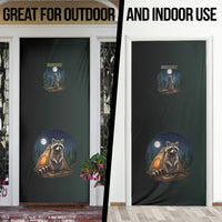 Raccoon Stay Wild Stay Cozy Camping Door Cover Starry Night Forest Wildlife