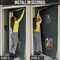 Raccoon Stay Wild Stay Cozy Camping Door Cover Starry Night Forest Wildlife