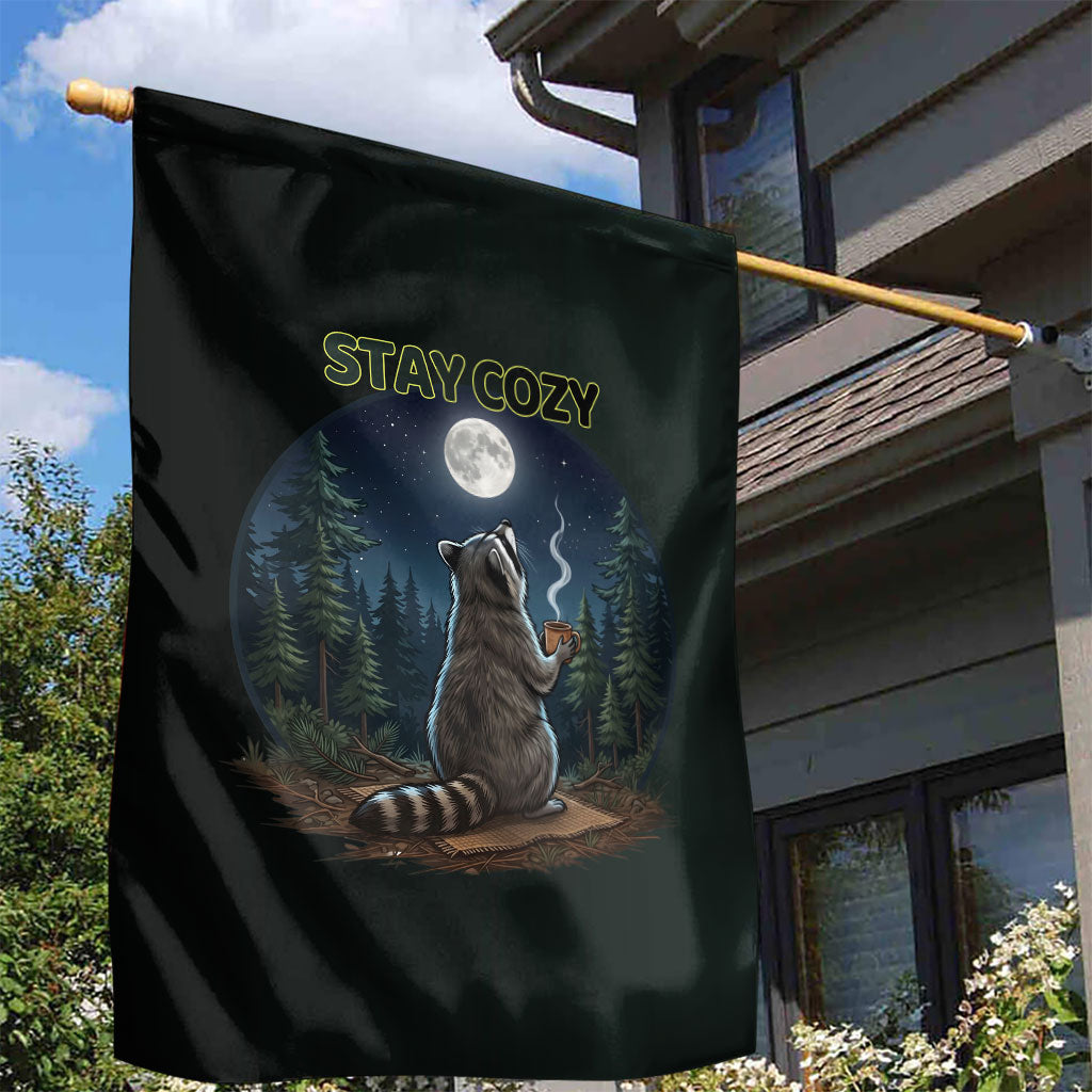 Raccoon Stay Wild Stay Cozy Camping Garden Flag Starry Night Forest Wildlife