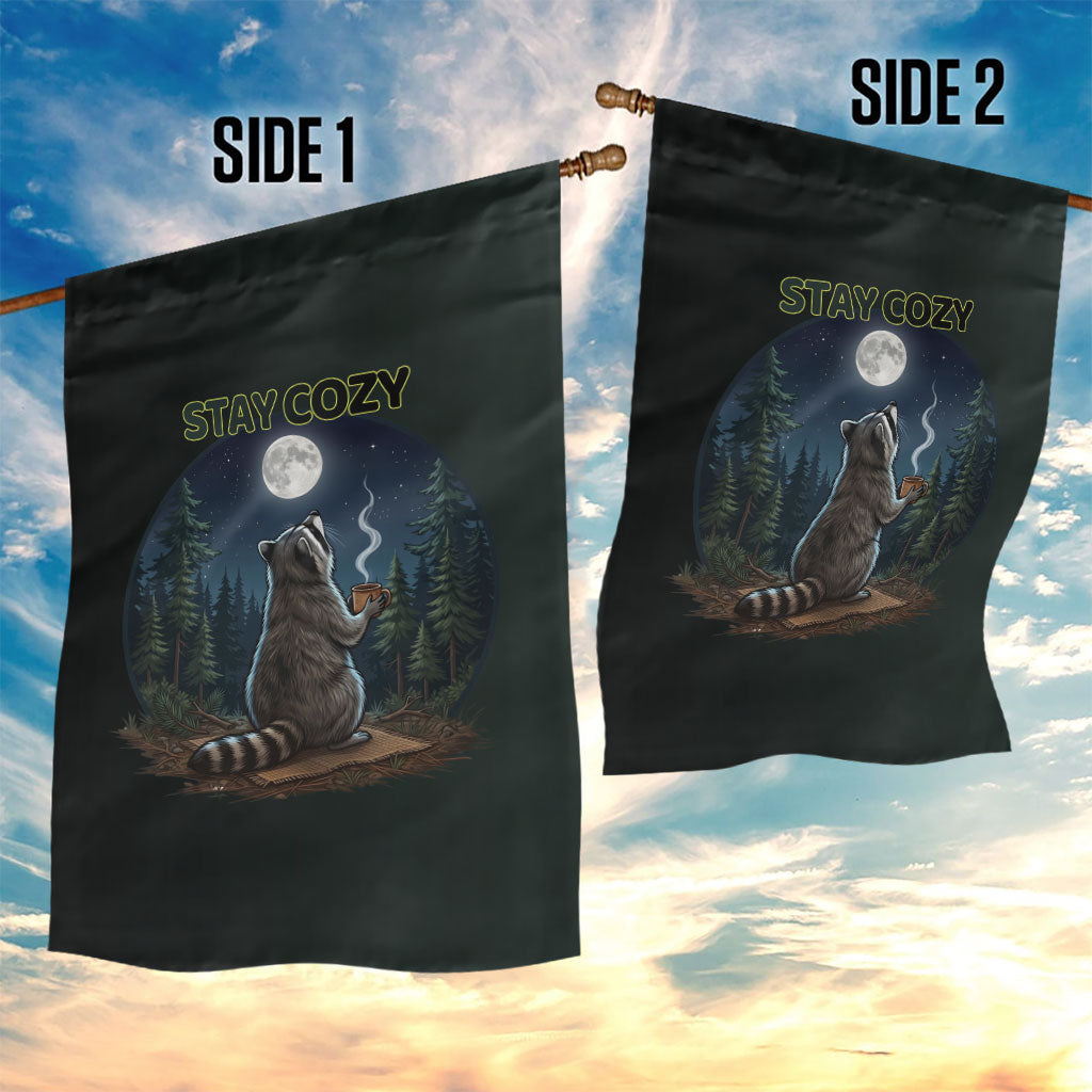 Raccoon Stay Wild Stay Cozy Camping Garden Flag Starry Night Forest Wildlife