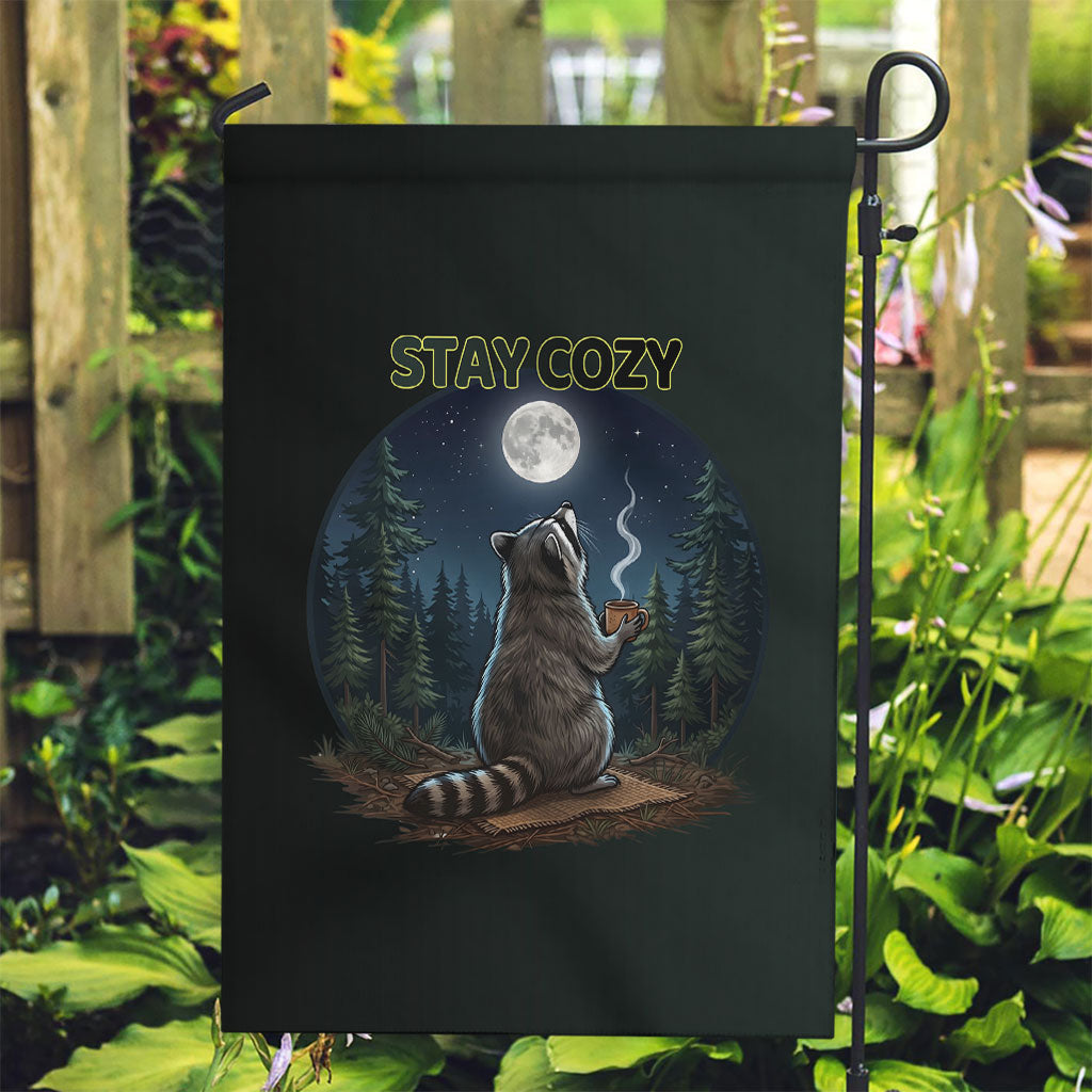 Raccoon Stay Wild Stay Cozy Camping Garden Flag Starry Night Forest Wildlife