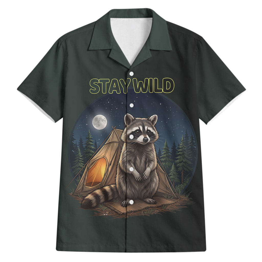 Raccoon Stay Wild Stay Cozy Camping Hawaiian Shirt Starry Night Forest Wildlife