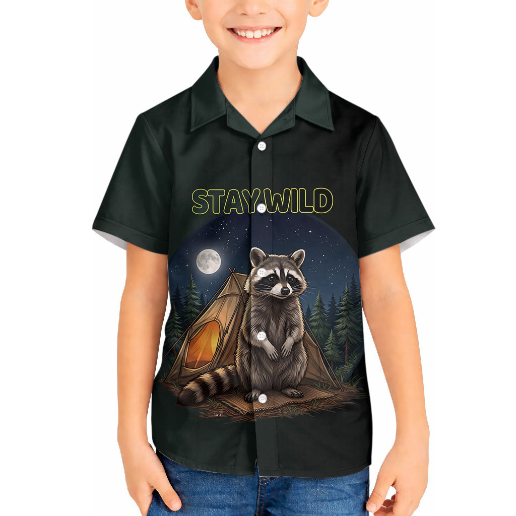 Raccoon Stay Wild Stay Cozy Camping Hawaiian Shirt Starry Night Forest Wildlife