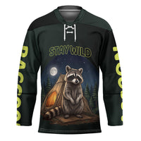 Raccoon Stay Wild Stay Cozy Camping Hockey Jersey Starry Night Forest Wildlife