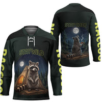 Raccoon Stay Wild Stay Cozy Camping Hockey Jersey Starry Night Forest Wildlife