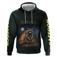 Raccoon Stay Wild Stay Cozy Camping Hoodie Starry Night Forest Wildlife