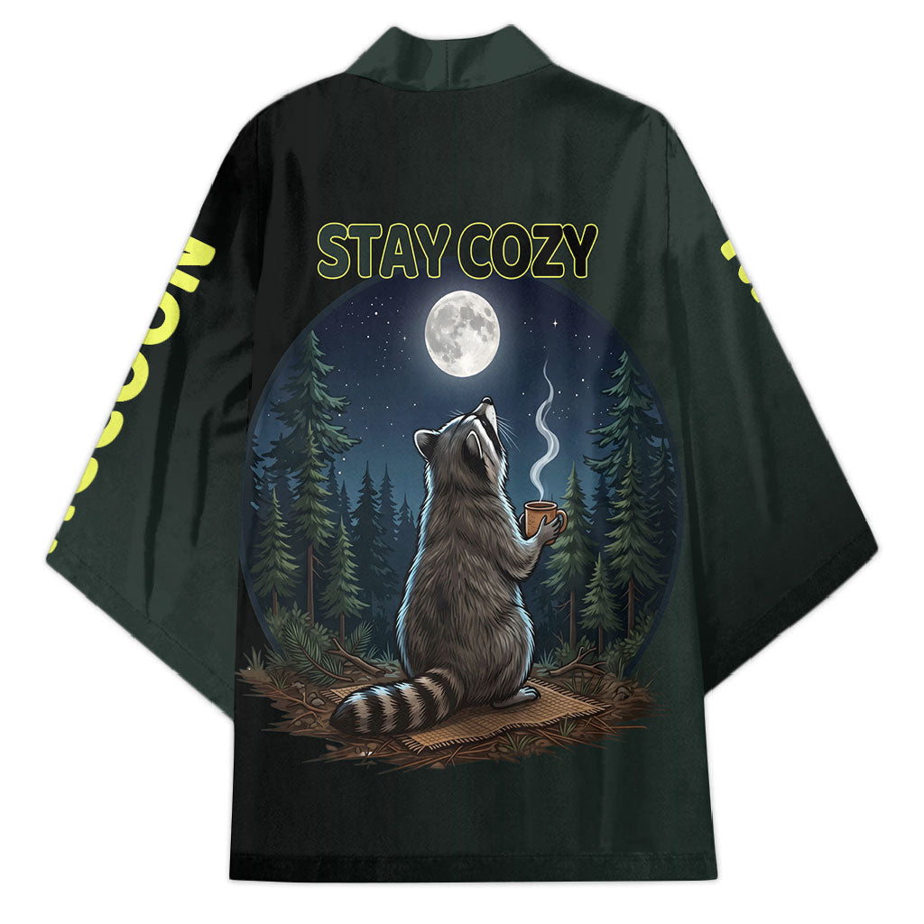 Raccoon Stay Wild Stay Cozy Camping Kimono Starry Night Forest Wildlife