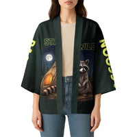 Raccoon Stay Wild Stay Cozy Camping Kimono Starry Night Forest Wildlife