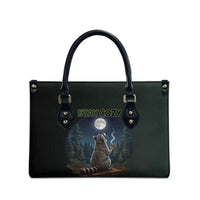 Raccoon Stay Wild Stay Cozy Camping Leather Bag Starry Night Forest Wildlife