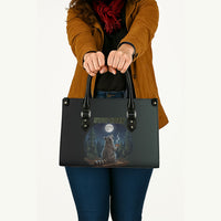 Raccoon Stay Wild Stay Cozy Camping Leather Bag Starry Night Forest Wildlife
