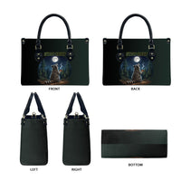Raccoon Stay Wild Stay Cozy Camping Leather Bag Starry Night Forest Wildlife