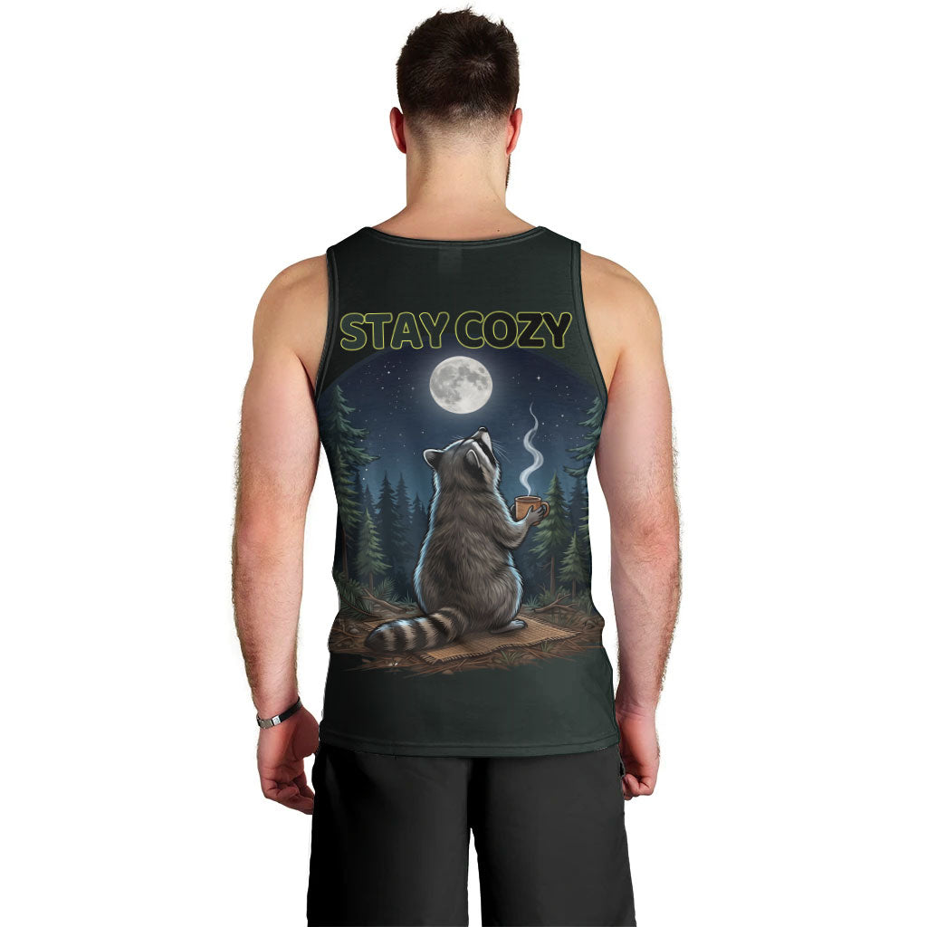 Raccoon Stay Wild Stay Cozy Camping Men Tank Top Starry Night Forest Wildlife