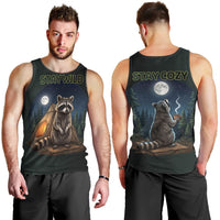 Raccoon Stay Wild Stay Cozy Camping Men Tank Top Starry Night Forest Wildlife