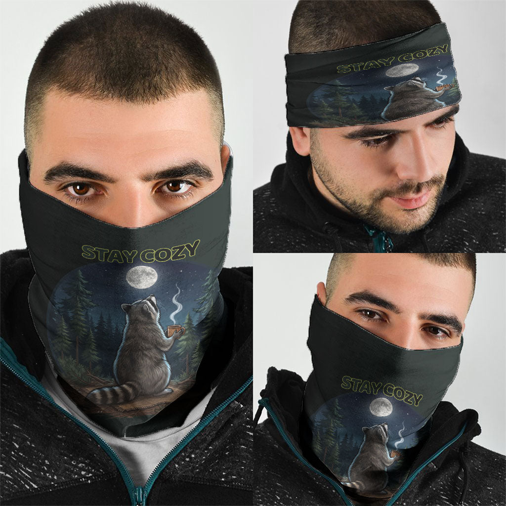 Raccoon Stay Wild Stay Cozy Camping Neck Gaiter Starry Night Forest Wildlife