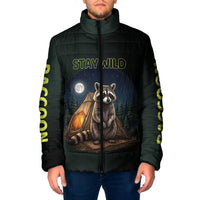 Raccoon Stay Wild Stay Cozy Camping Padded Jacket Starry Night Forest Wildlife