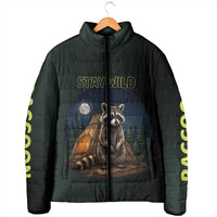 Raccoon Stay Wild Stay Cozy Camping Padded Jacket Starry Night Forest Wildlife