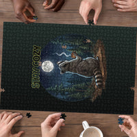 Raccoon Stay Wild Stay Cozy Camping Puzzle Starry Night Forest Wildlife