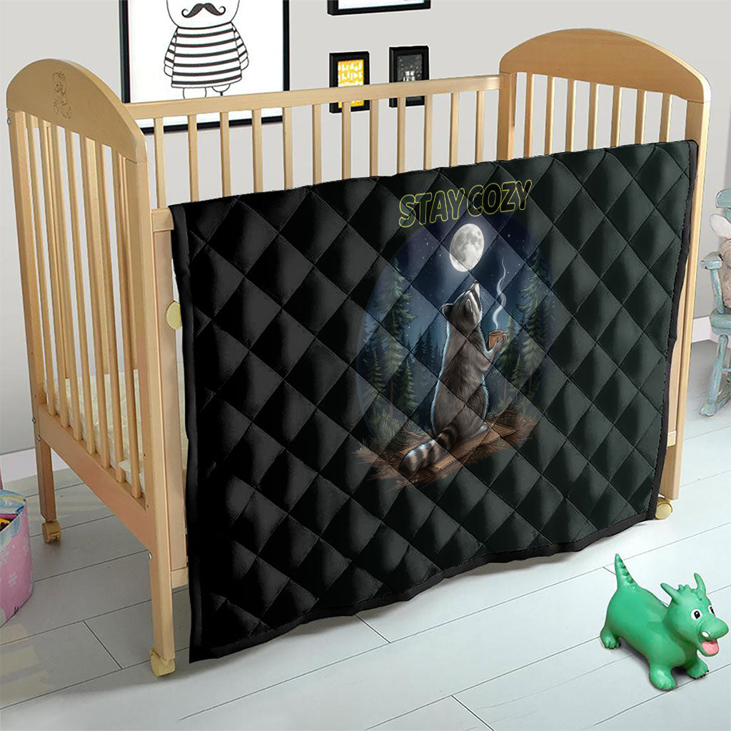 Raccoon Stay Wild Stay Cozy Camping Quilt Starry Night Forest Wildlife