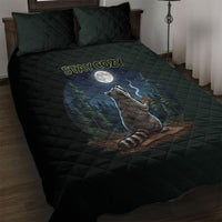 Raccoon Stay Wild Stay Cozy Camping Quilt Bed Set Starry Night Forest Wildlife